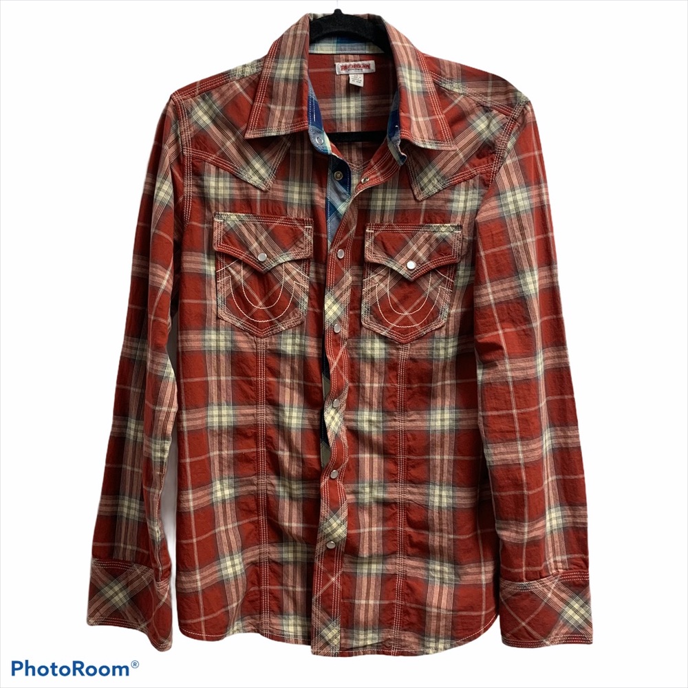 True religion western style plaid button down